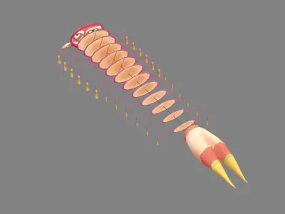 cartoon centipede kite - origami animals Low-poly 3D model