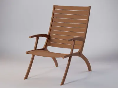 Classic wooden lounge chair 63x94x100 Low-poly 3D model