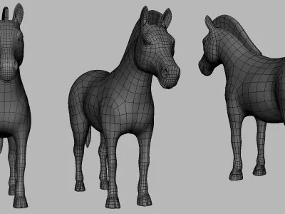 Zebra Basemesh Low-poly 3D model