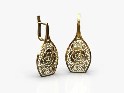 Floral earrings 3D print model