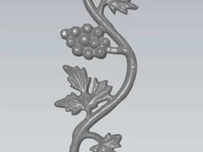 MakeIT Bunch Of Grapes In Branch 3D Model 3D model