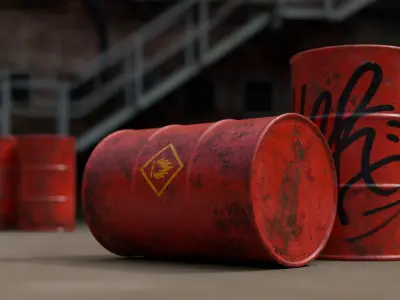 Low-Poly Red Barrels v2 Low-poly 3D model