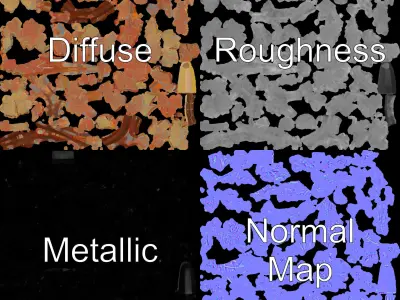 Metallic Leaf Sculpture Model Pack Low-poly 3D model