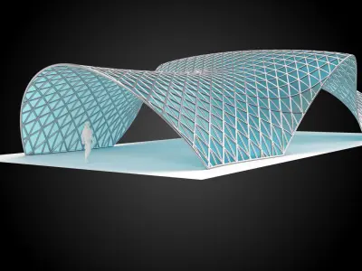Pavilion Triangulated Wireframe Architecture Parametric v6 3D model