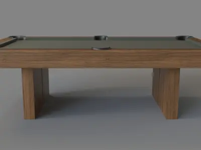 Walnut Pool Table Grey Felt 3D model