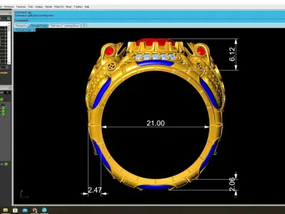 Luxury Royal Red Stone Men Ring 3D Jewelry Model  3801 3D print model