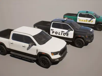 Pickup Truck 1 - Dodge Ram - Game Ready Vehicle Low-poly 3D model