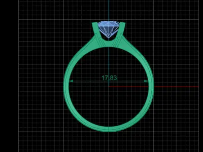 STL 3DM Print Ready Women Diamond Ring Lightweight Printable  3D print model 41