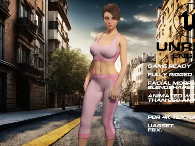 workout girl full rigged - game ready - animated Low-poly 3D model