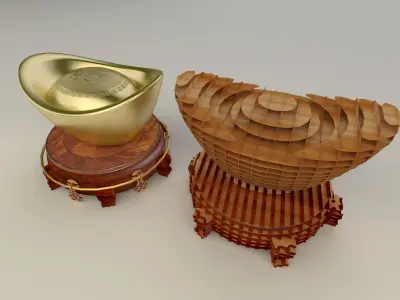 Chinese gold ingot 3D model