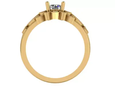 Marquise round solitaire with jacket matching bands  3D print model