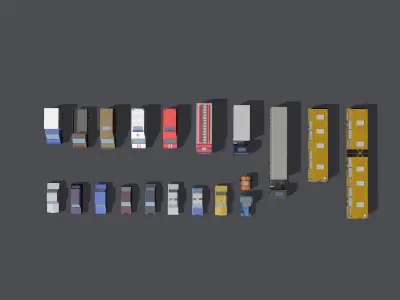 Full set of vehicles Low-poly 3D model