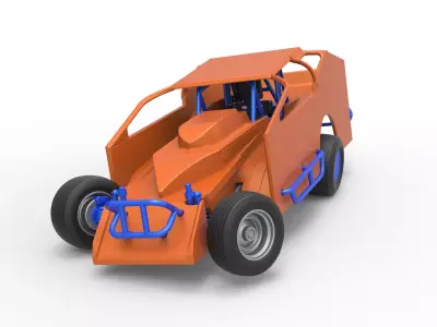 Northeast Dirt Modified stock car while turning Scale 1 to 25 3D print model