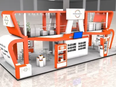 Exhibition Stand Booth stall 15x7m Height 500cm 4 Side Open 3D 3D model