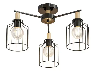 escada three light fixtures with metal cages 3D model