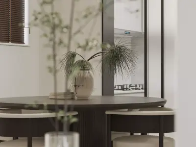 Modern living room dining room interior scenes 483 3D model