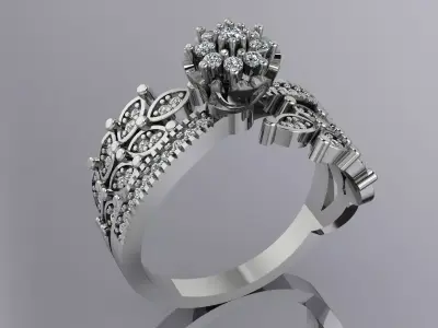 Elegant Diamond Ring Gold Jewelry Brand 3D print model