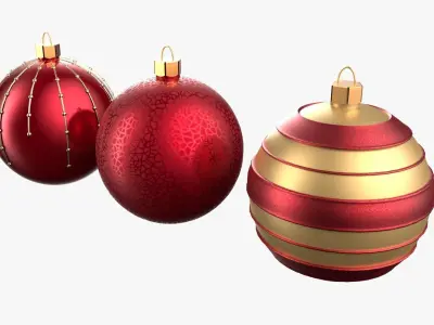 Christmas Tree Ornament Set2 - Red Yellow 3D model