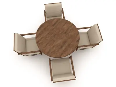 3d wooden chair table 04 Low-poly 3D model