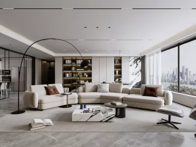 Modern living room dining room interior scenes 276 3D model