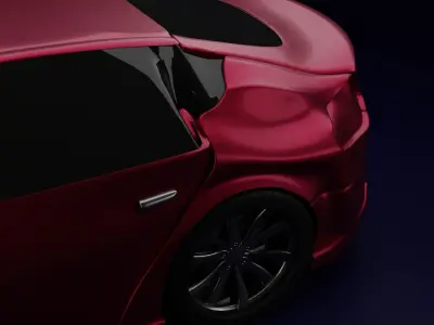 dented sports car Free 3D model