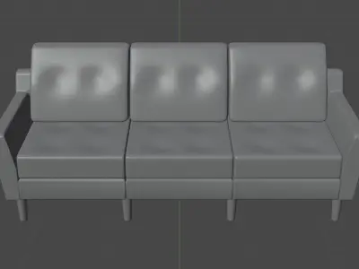 Large sofa PBR low-poly game-ready realistic furniture model Low-poly 3D model