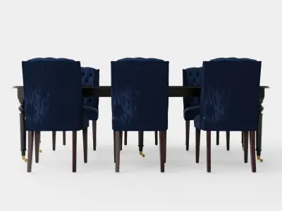 Modus black with Venice chair indigo Dining Set Low-poly 3D model