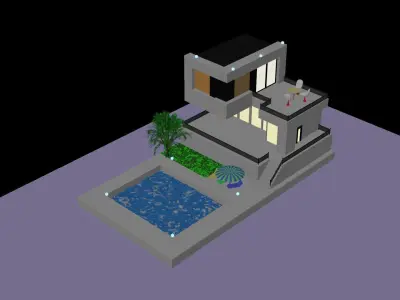 Luxury House Low-poly 3D model
