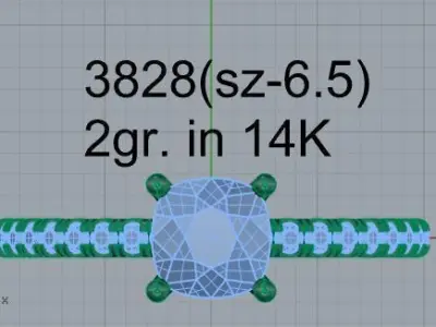 Cushion Diamond Ring 3828 Free 3D print model