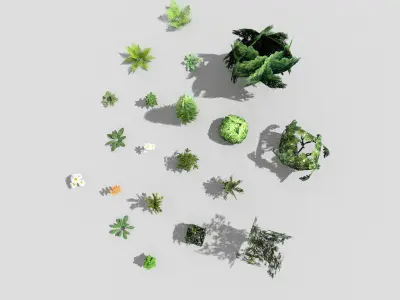 low poly foliage pack Low-poly 3D model