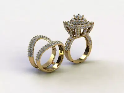 R15 2 in 1 ring jewelry cad file in thailand 3D model