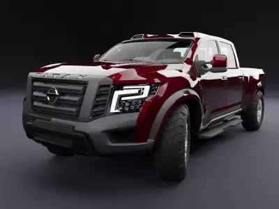 Nissan 4x4 Car Metallic Red Burgundy Dark Low-poly 3D model