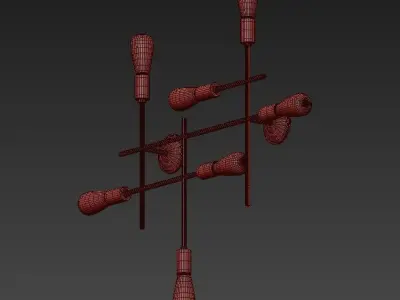 LOFT 1 lamp with two rods 3D model