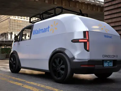 Electric Minivan Canoo Van Delivery Light Blue Rigged for Maya 3D model