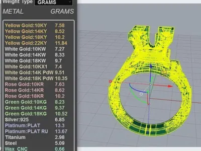 Multi-Stone Eiffel Tower Diamond Ring 3D print model