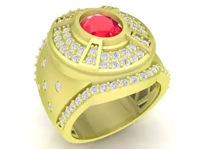 Luxury Oval Gemstone Signet Ring for Men  3748 3D print model