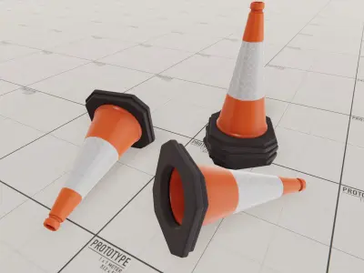 Traffic Cone Low-poly 3D model