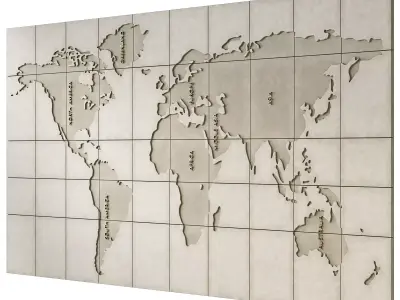 World map decorative concrete 3D model