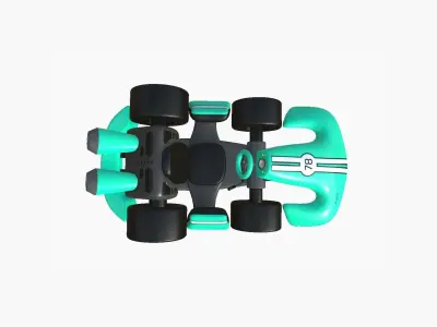 Cartoon Kart D08 Aqua - Vehicle Racing Design Low-poly 3D model