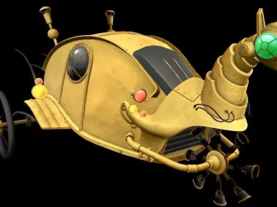 Steampunk Carriage Hand-Painted Low-poly 3D model