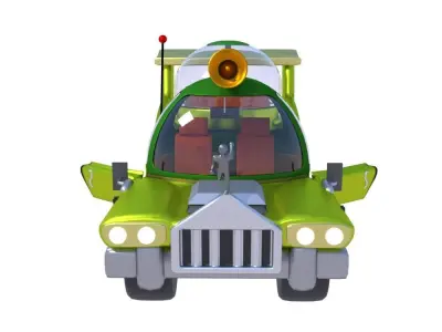 Low-Poly Car Homer Simpson 3D Blender Rigged Cartoon 3D model