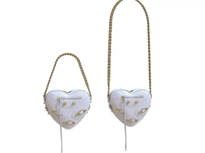 Balenciaga Le Cagole Heart Mini Bag White Low-poly 3D model