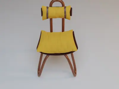 Berkuma01 chair with cushion and wooden legs 3D model