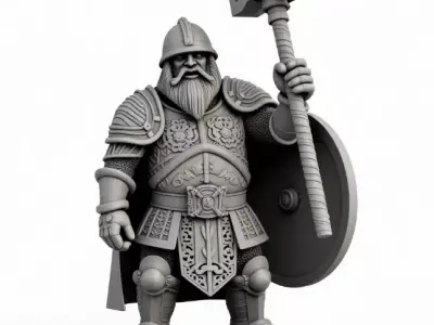 dwarf knight miniature 3 3D print model