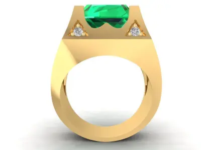 Luxury Emerald Engraved Dragon Signet Ring for Men  2295 3D print model