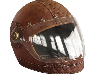 Leather moto helmet 3 3D model