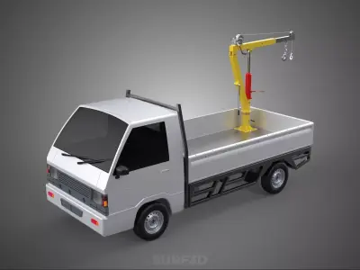 FOLDING HYDRAULIC JIB CRANE MANUAL HAND CRANK WINCH TRUCK PICKUP 3D model