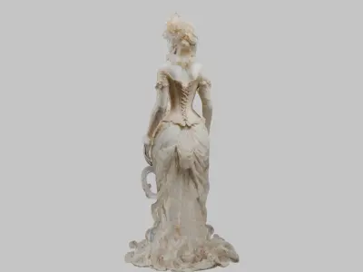 Rococo Figure Vintage Victorian Figurine Porcelain Low-poly 3D model