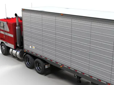 Peterbilt 362 van trailer truck Low-poly 3D model