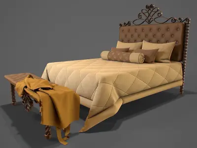 Bed game ready 3d model Low-poly 3D model